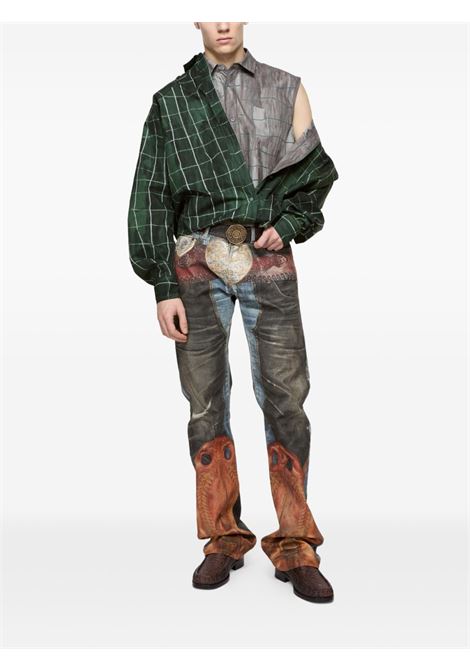 camicia layered check uomo verde ACNE STUDIOS | BB0649AO2